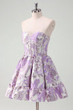 Blue A Line Sweetheart Short Corset Homecoming Dress