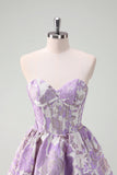 Blue A Line Sweetheart Short Corset Homecoming Dress