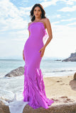 Halter Tahiti Mermaid Chiffon Bridesmaid Dress with Ruffles