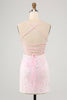 Load image into Gallery viewer, Sparkly Pink Spaghetti Straps Tight Cocktail Dress with Sequins