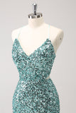 Sparkly Blue Strapless Tight Cocktail Dress with Sequins