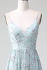 Load image into Gallery viewer, Grey Green Spaghetti Straps Long Bridesmaid Dress With Ruffles