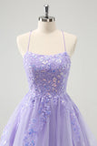 Glitter Blue A-Line Sequined Cocktail Dress with Appliques