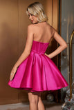 Cute A Line Sweetheart Corset Fuchsia Cocktail Dress with Beading