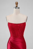 Sparky Red Strapless Bodycon Short Cocktail Dress with Lace