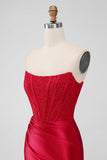 Sparky Red Strapless Bodycon Short Cocktail Dress with Lace