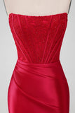 Sparky Red Strapless Bodycon Short Cocktail Dress with Lace