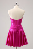 Fuchsia A-Line Sweetheart Corset Short Cocktail Dress