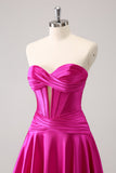 Fuchsia A-Line Sweetheart Corset Short Cocktail Dress