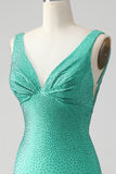 Green Bodycon V Neck Backless Cocktail Dress with Beading