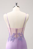 Sparkly Purple Corset Tight Short Cocktail Dress with Sequins