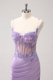 Sparkly Purple Corset Tight Short Cocktail Dress with Sequins