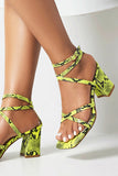 Yellow Chunky Heels Ankle Straps Sandals