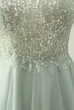 Dusty Green Halter Sequins A Line Cocktail Dress