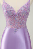 Sparkly Bodycon Lilac Spaghetti Straps Cocktail Dress with Sequins