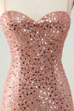 Sparkly Blush Spaghetti Straps Sequins A Line Cocktail Dress