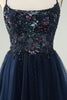 Load image into Gallery viewer, Glitter Navy A-Line Sequined Tulle Cocktail Dress