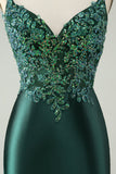 Glitter Dark Green Tight V Neck Short Cocktail Dress with Sequins