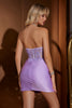 Load image into Gallery viewer, Lilac Corset Short Bodycon Cocktail Dress with Embroidery