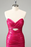 Fuchsia Bodycon Sweetheart Keyhole Short Homecoming Dress