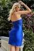 Load image into Gallery viewer, Sparkly Royal Blue Bodycon Strapless Cocktail Dress with Beading