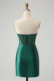 Dark Green Bodycon Strapless Corset Short Cocktail Dress