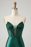 Dark Green Bodycon Strapless Corset Short Cocktail Dress