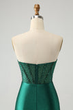 Dark Green Bodycon Strapless Corset Short Cocktail Dress