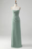 Load image into Gallery viewer, Spaghetti Straps Grey Green Mermaid Corset Bridesmaid Dress with Slit