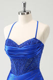 Sparkly Royal Blue Tight Corset Short Cocktail Dress with Lace Up Back