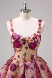White A-Line Corset Short Floral Homecoming Dress with Sequins