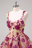 White A-Line Corset Short Floral Homecoming Dress with Sequins