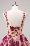 White A-Line Corset Short Floral Homecoming Dress with Sequins