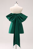 Dark Green Strapless A Line Short Cocktail Dress with Bow