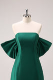 Dark Green Strapless A Line Short Cocktail Dress with Bow