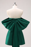 Dark Green Strapless A Line Short Cocktail Dress with Bow