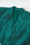 Sparkly Green Sequins Notched Lapel Women Suits with Belt