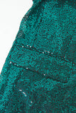 Sparkly Green Sequins Notched Lapel Women Suits with Belt