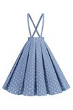 Apricot Polka Dots A Line Straps Overall Vintage Dress