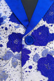 Royal Blue Shawl Lapel Jacquard Men's Formal Blazer