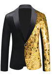 Sparkly Black Sequins Notched Lapel Men's Blazer