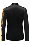 Sparkly Black Sequins Notched Lapel Men's Blazer