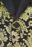 Golden Notched Lapel Jacquard Men's Blazer