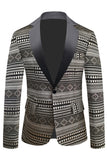 Black White Notched Lapel Men's Blazer