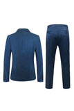 2 Pieces Blue Men's Double Breasted Peak Lapel Suits