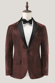 Shawl Lapel Brown One Button Men's Blazer