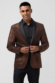 Brown Shawl Lapel One Button Men's Formal Blazer