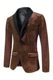 Brown Shawl Lapel One Button Men's Formal Blazer