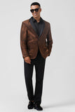 Brown Shawl Lapel One Button Men's Formal Blazer