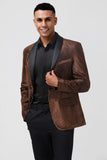 Brown Shawl Lapel One Button Men's Formal Blazer